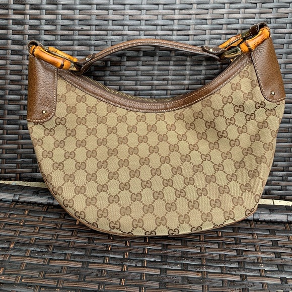 Gucci bamboo hobo brown canvas - Picture 2 of 2